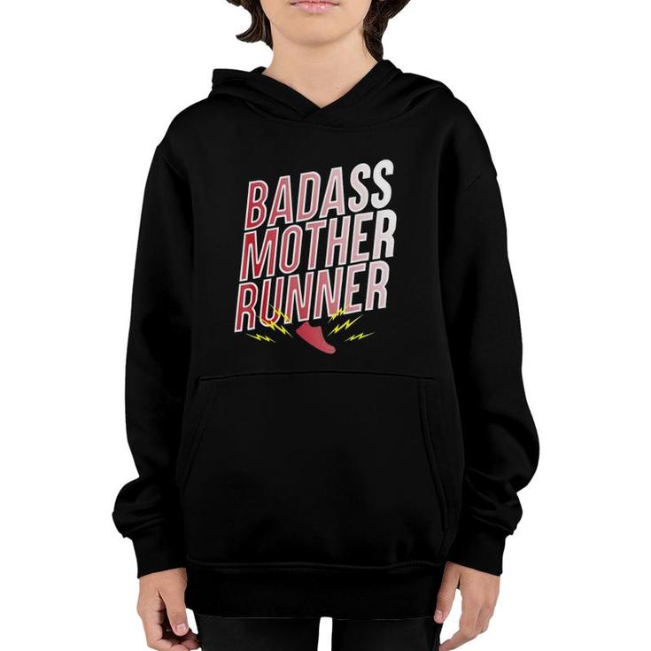 Badass Mother Runner Mom Training Gift Youth Hoodie