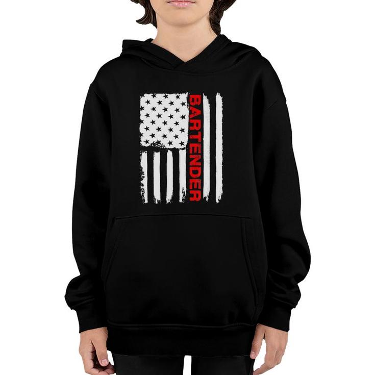 Bartender July 4 American Flag  Mixologist Bar Gift Tee Youth Hoodie