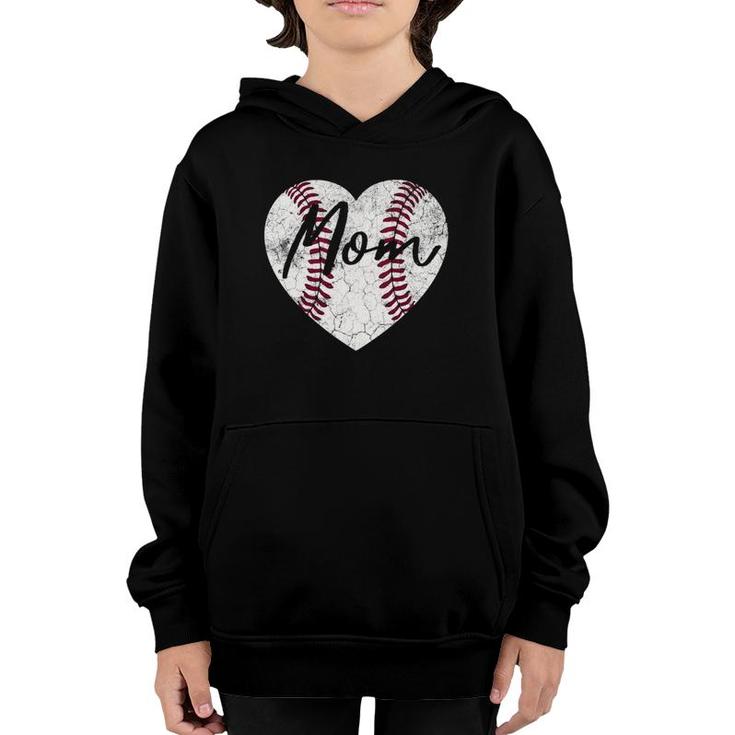 Baseball Heart Vintage Mom Mother's Day Gifts Cute  Youth Hoodie