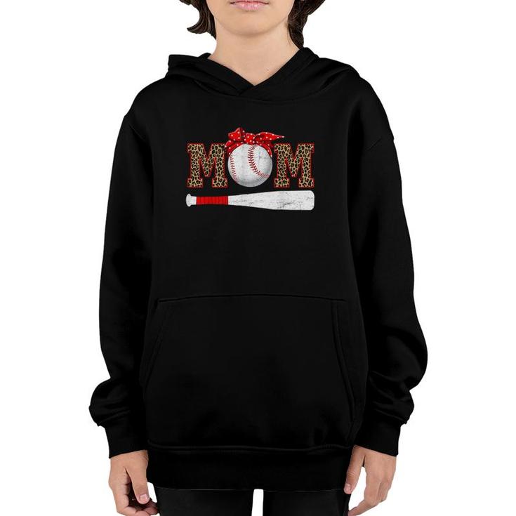 Baseball Mom Leopard Funny Mom Mother's Day 2021 Ver2 Youth Hoodie