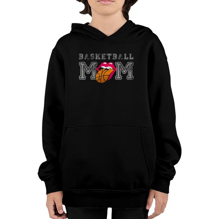 Basketball Mom Smile Lips Tongue Slam Dunk Team Mother Fan Youth Hoodie