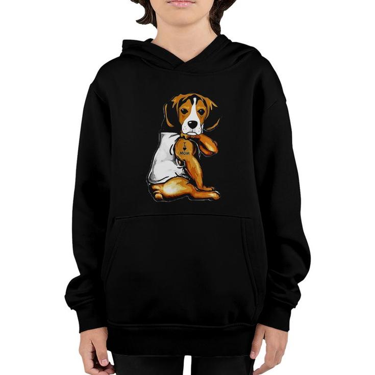 Beagle Dog Tattoo I Love Mom Mother's Day Gift Youth Hoodie