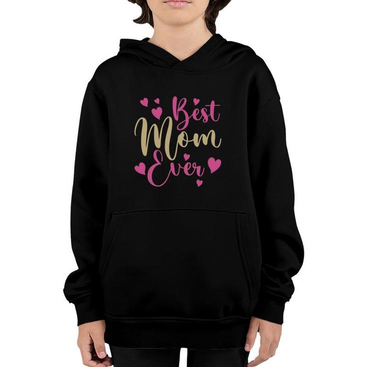 Best Mom Ever Mother's Day Pink Hearts Youth Hoodie