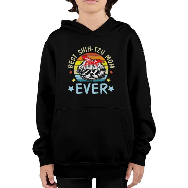 Best Shih Tzu Mom Ever Dog Mommy Mama Mother Vintage Youth Hoodie