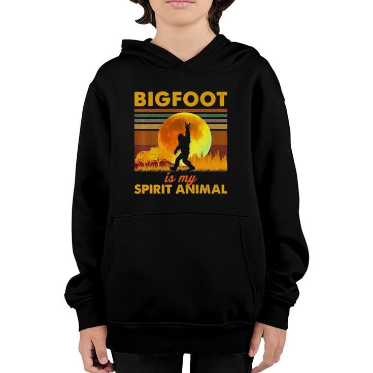 Bigfoot Is My Spirit Animal Bigfoot Walking In The Moon  Youth Hoodie