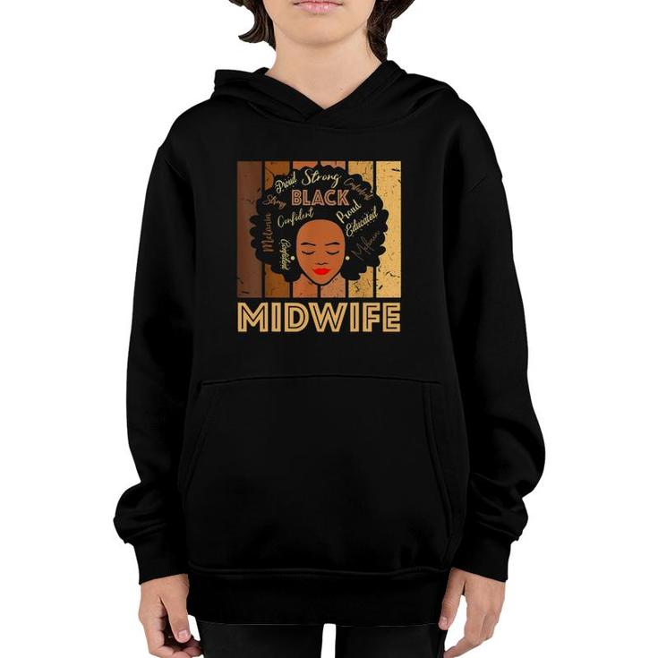 Black Midwife Strong Afro African American Youth Hoodie