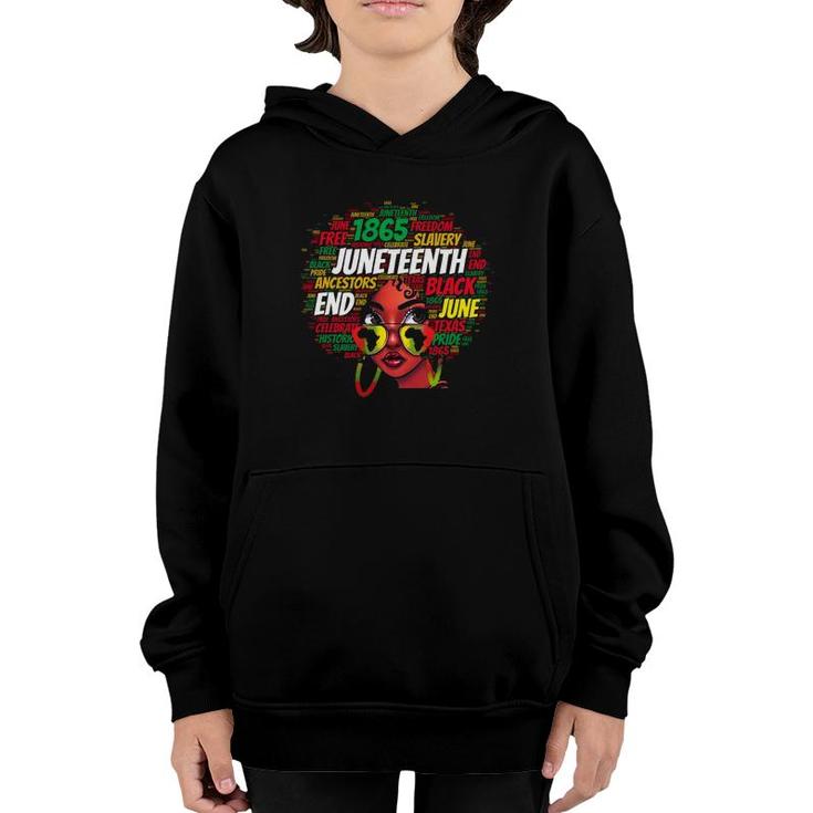 Black Women Messy Bun Juneteenth Celebrate Independence Day Youth Hoodie