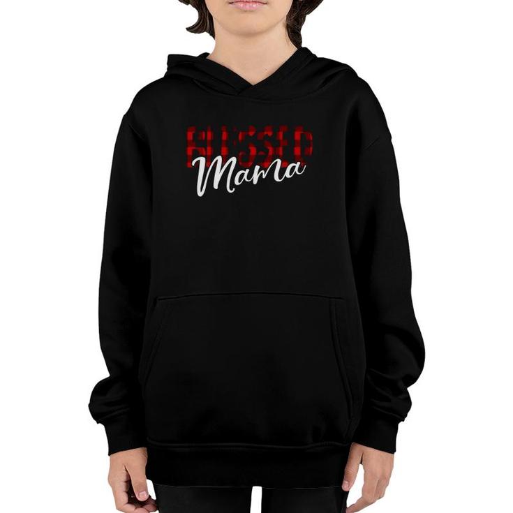 Blessed Mama Woman Buffalo Plaid Thanksgiving Gift Mother Youth Hoodie