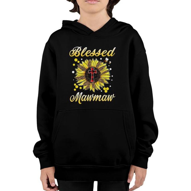 Blessed Mawmaw Cross Sunflower Mother Day Youth Hoodie