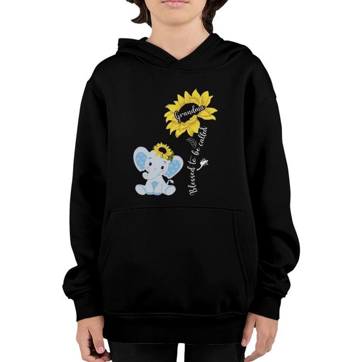 Blessed To Be Called Grandma Elephant Sunflower Youth Hoodie
