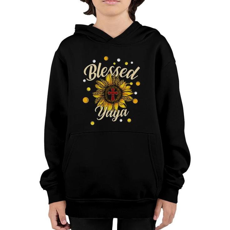 Blessed Yaya Cross Sunflower Mother's Day Youth Hoodie
