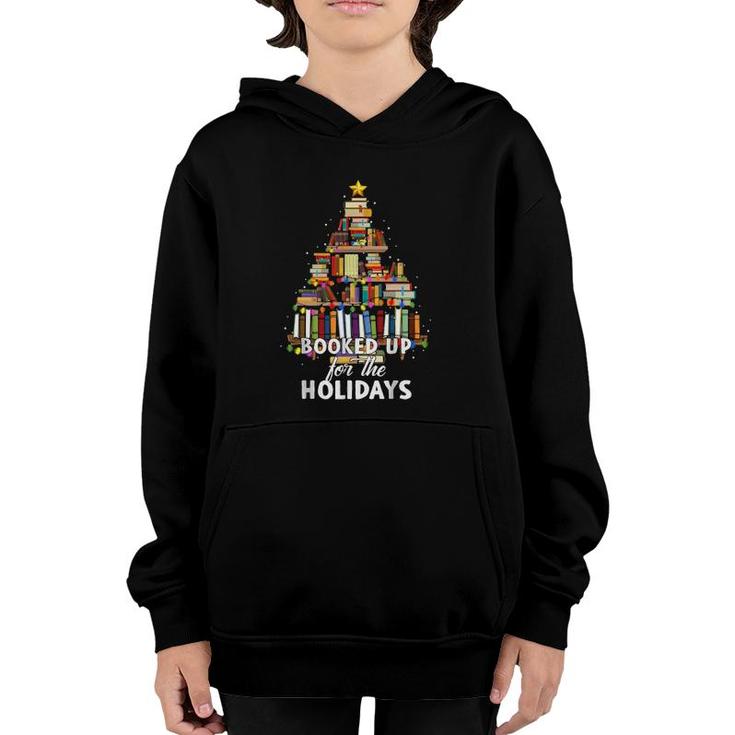 Book Christmas Tree Librarian Booked Up For The Holidays Youth Hoodie