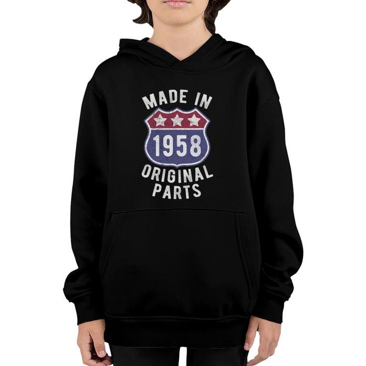 Born In 1958 Vintage Made In 1958 Original Parts Birth Year Youth Hoodie