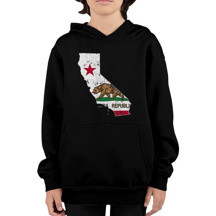California State Flagvintage Distressed Ca Flags Youth Hoodie
