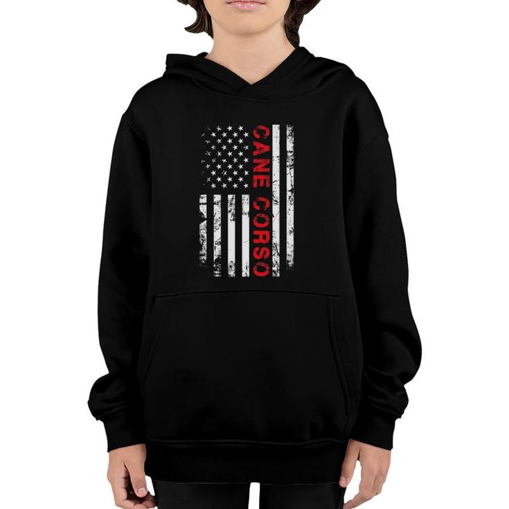 Cane Corso American Flag Distressed Youth Hoodie
