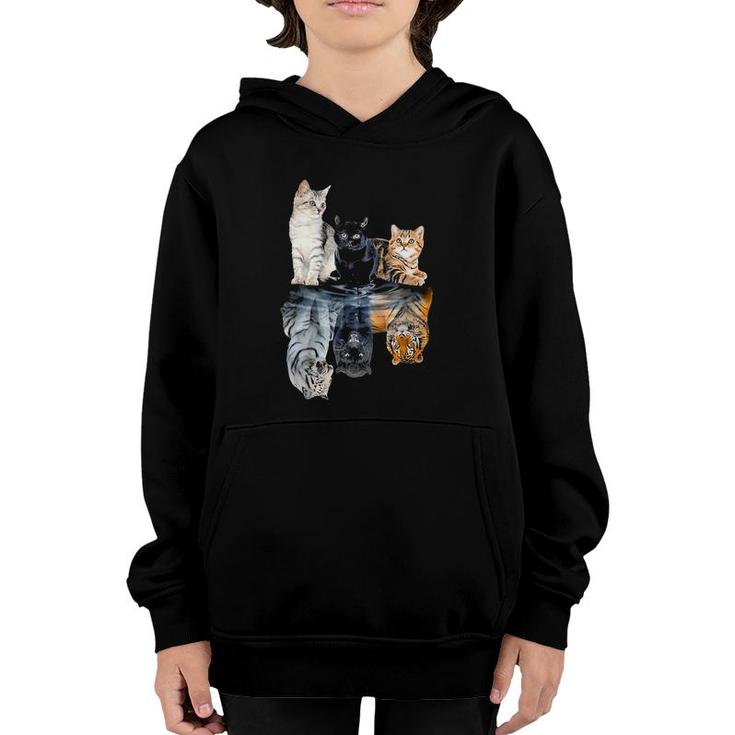 Cats Lover Cat Water Reflection Cats Tigers Youth Hoodie