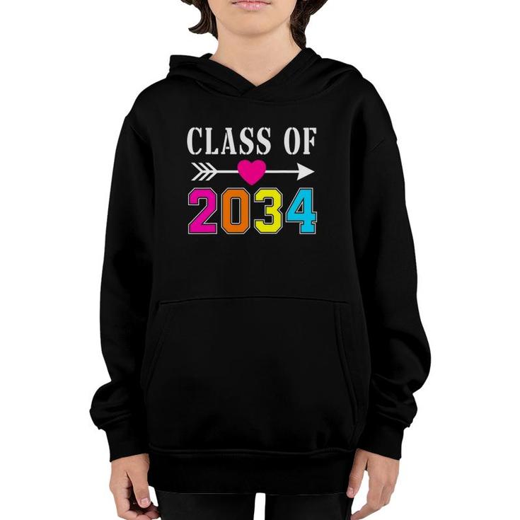 Class Of 2034 Grow With Me Handprints On Back K To 12 Grade Youth Hoodie