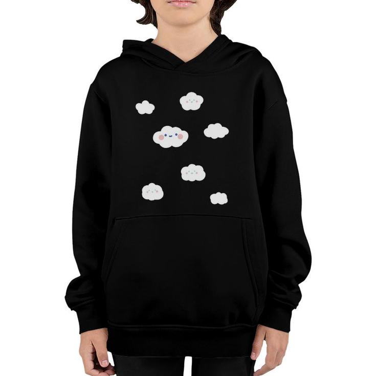 Cloudy Sky Fluffy Smiling Clouds Graphic Youth Hoodie