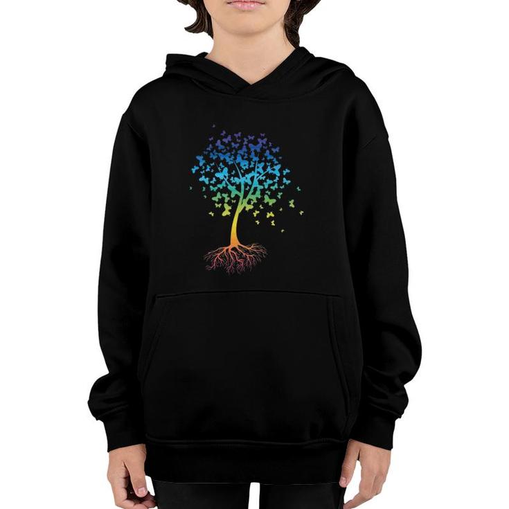 Colorful Butterfly Tree Root Environment Inspiration Youth Hoodie