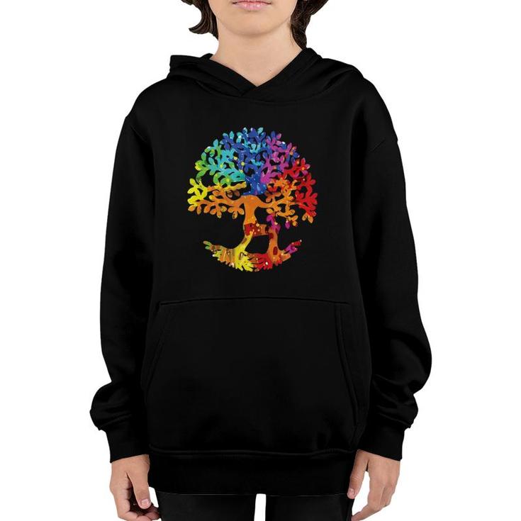 Colorful Life Is Really Good Vintage Tree Art Gift  Youth Hoodie