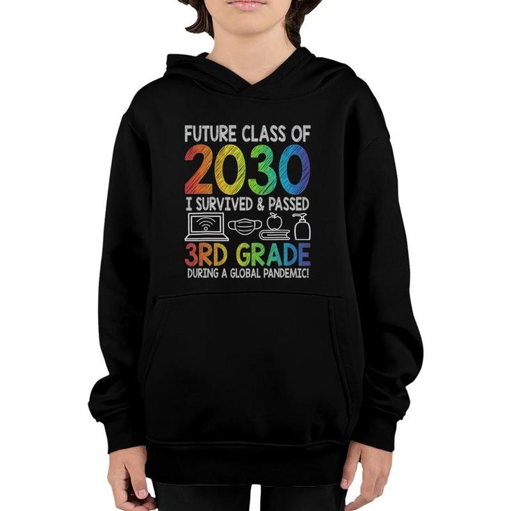 Colourful Class Of 2030 3Rd Grade Last Day Of School Youth Hoodie