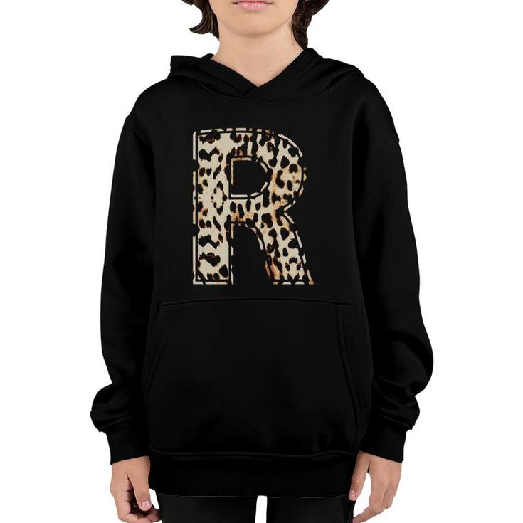 Cool Letter R Initial Name Leopard Cheetah Print Youth Hoodie