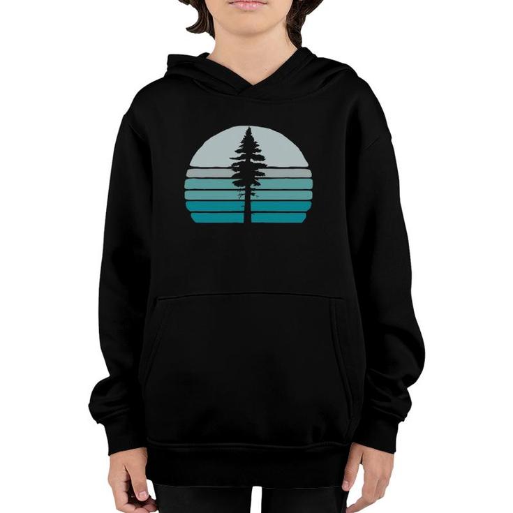 Cool Vintage Tree & Retro Sunset 80S Outdoor Graphic Youth Hoodie