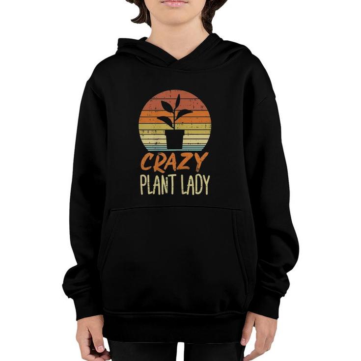 Crazy Plant Lady Sunset Retro Gardening Gardener Mom Women Youth Hoodie