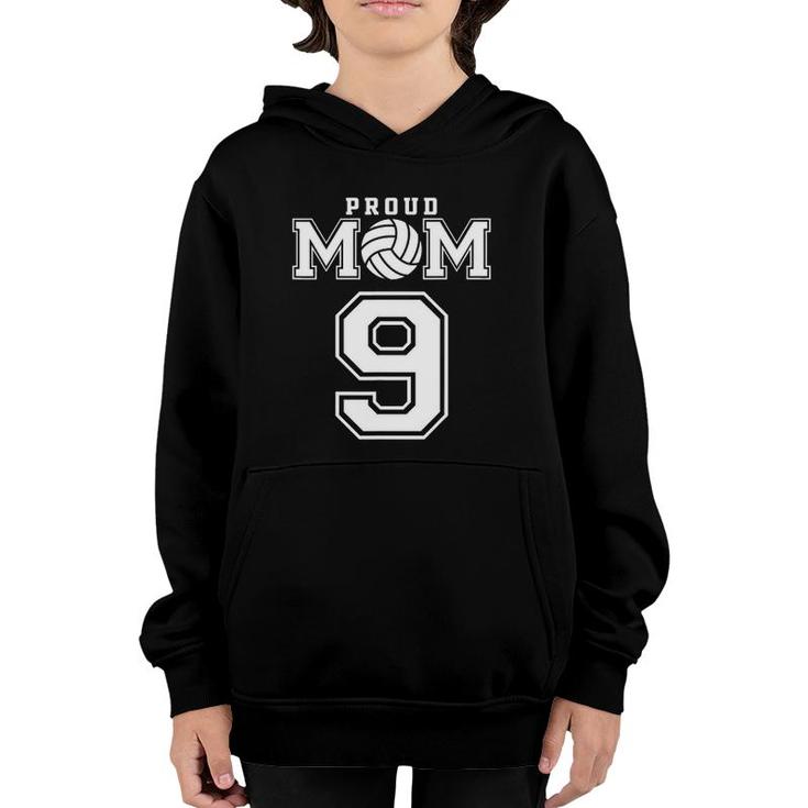 Custom Proud Volleyball Mom Number 9 Personalized Women Youth Hoodie