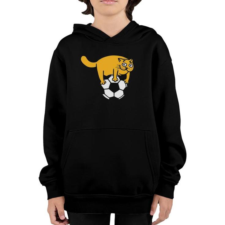 Cute Cat On Soccer Ball Funny Fur Mama Youth Hoodie