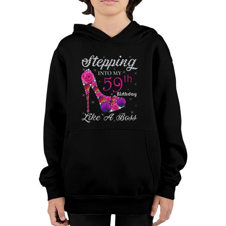 Cute Gift Queens Stepping Into My 59Th Birthday Like A Boss  Youth Hoodie