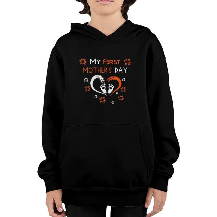 Cute Motivational First Mother's Day Gift Floral Positive Vibes Youth Hoodie