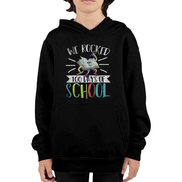 Cute Student Gift Book We Rocked 100 Days Of School Youth Hoodie