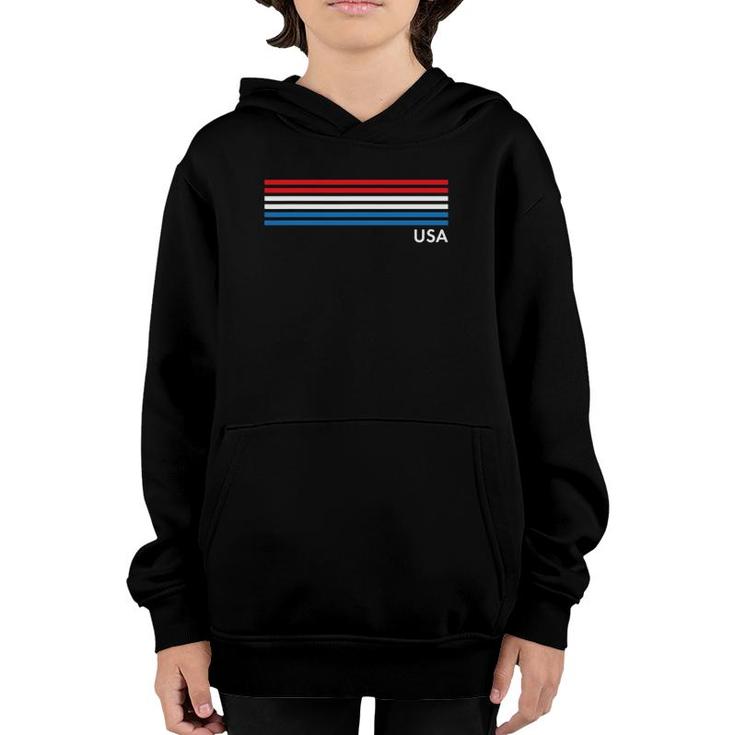 Cute Usa Red Blue Chest Stripe 4Th Of July Top Youth Hoodie