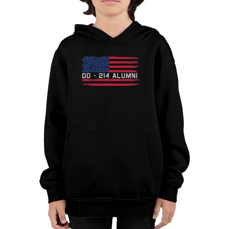 Dd-214 Proud Alumni Military Veteran Retired Served Flag Youth Hoodie