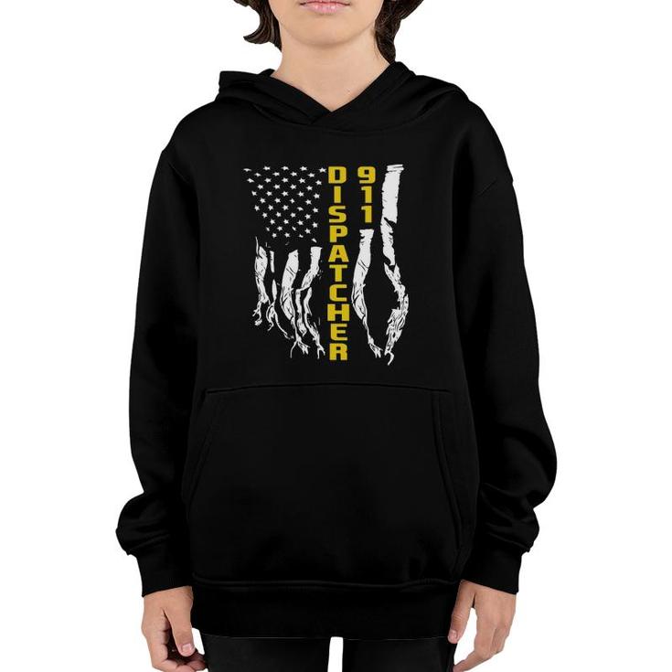 Dispatcher 911 American Flag Gift Youth Hoodie