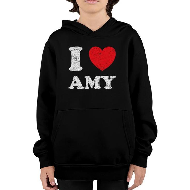 Distressed Grunge Worn Out Style I Love Amy Youth Hoodie