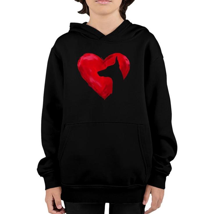 Doberman Heart Silhouette Valentine's Day Dog Lover Gift Youth Hoodie