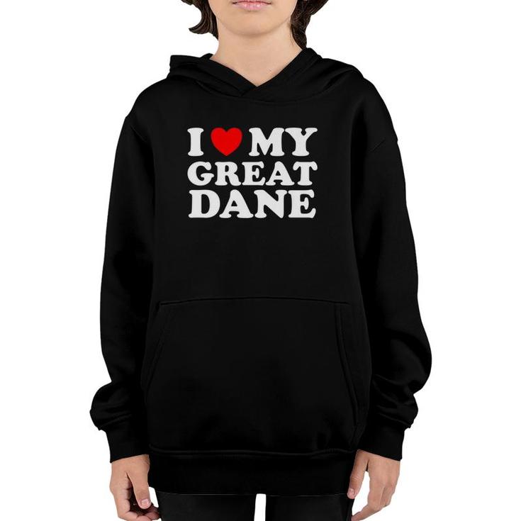 Dog Lovers Heart I Love My Great Dane  Youth Hoodie