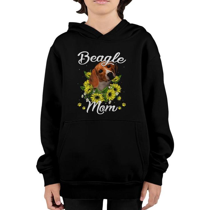 Dog Mom Mother's Day Gift Sunflower Beagle Mom Youth Hoodie