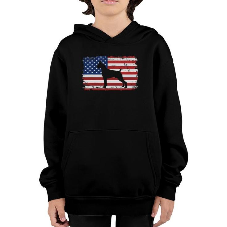 Dogs 365 Vintage Boxer Dog Us American Flag Youth Hoodie