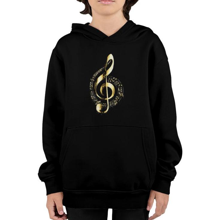 Dripped In Gold Treble Clef Music Notes Youth Hoodie