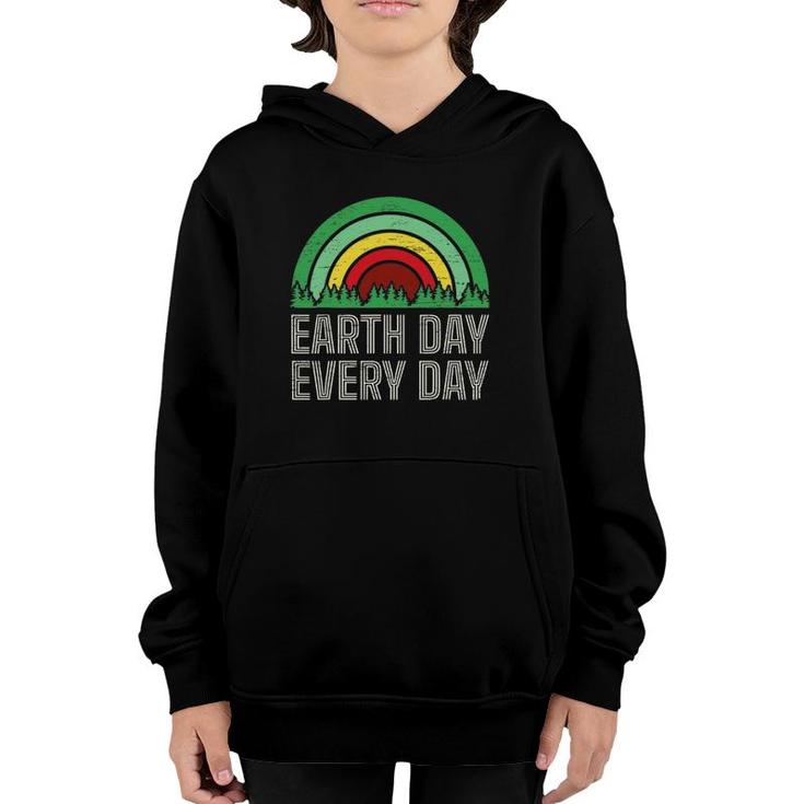 Earth Day Everyday Tree Rainbow Forest Trees Save Earth Top Youth Hoodie