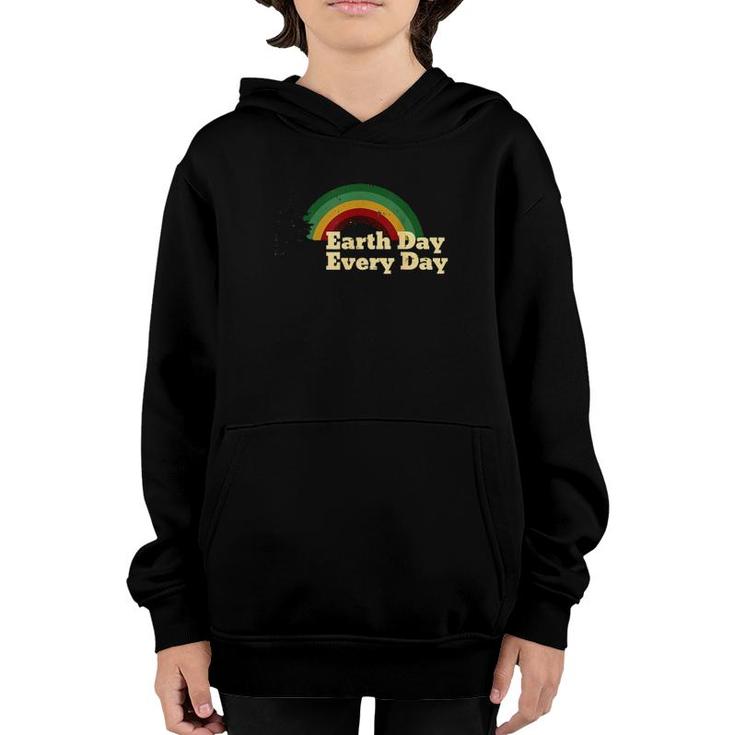 Earth Day Everyday Vintage Rainbow Pine Tree Youth Hoodie