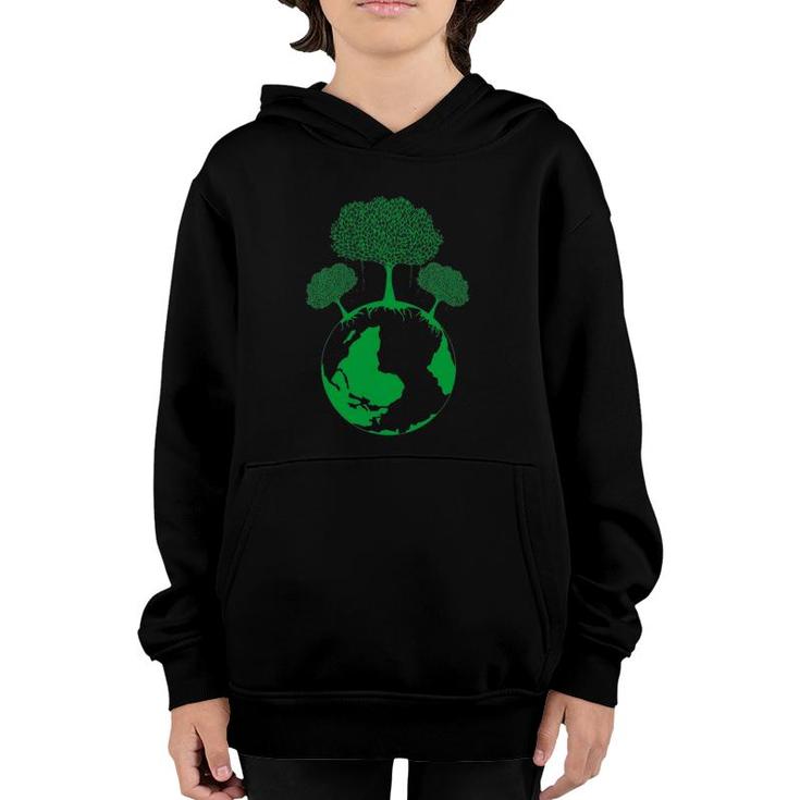 Earth Day Planet Gift Idea Earth Growing Trees Youth Hoodie