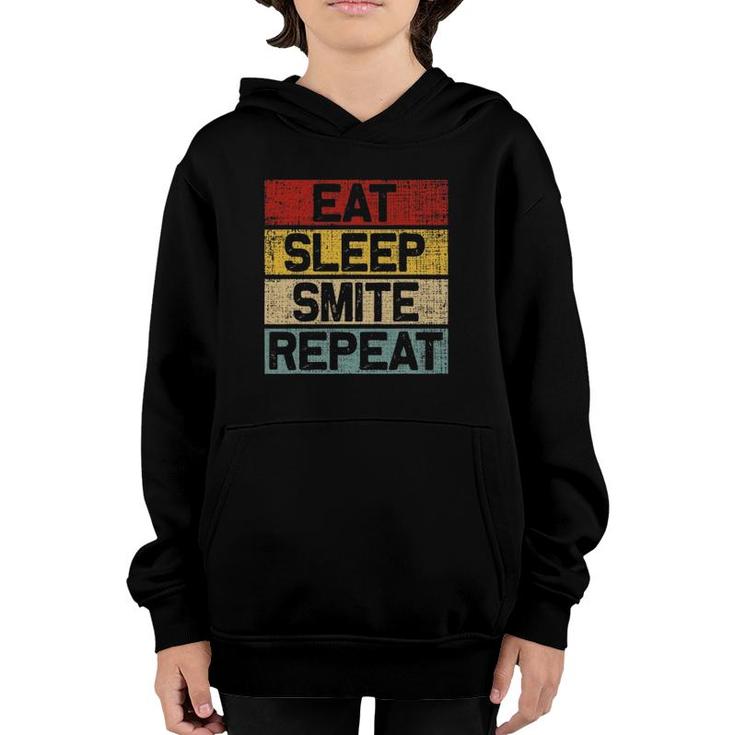 Eat Sleep Smite Repeat Funny Retro Vintage Roleplaying Gamer Youth Hoodie