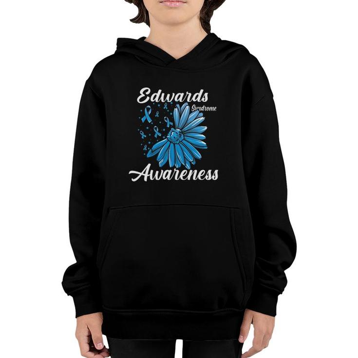 Edwards Syndrome Awareness Trisomy 18 Related Light Blue Ribbon Youth Hoodie