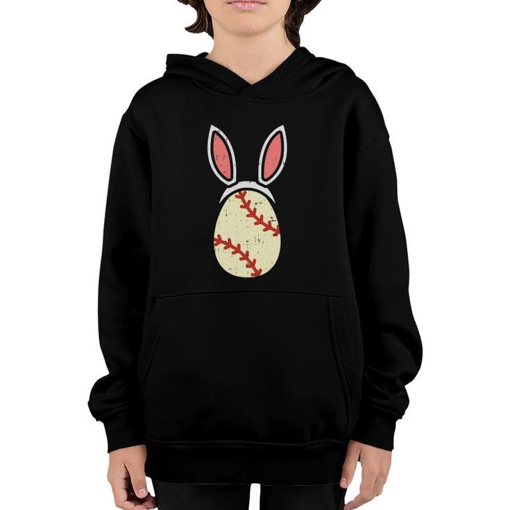 Egg Baseball Rabbit Bunny Ears Funny Easter Player Gift Youth Hoodie