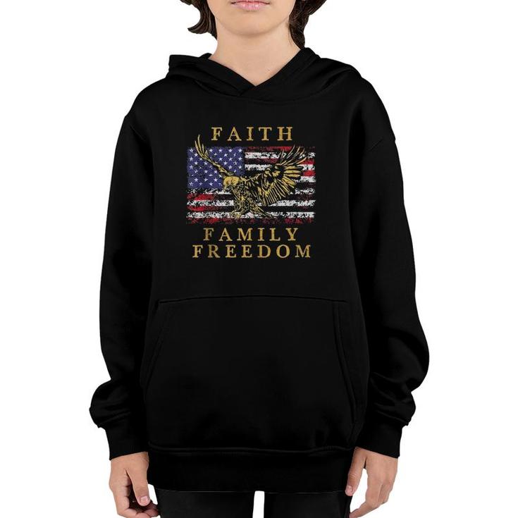 Faith Family Freedom 4Th Of July Eagle American Flag Vintage Tank Top Youth Hoodie
