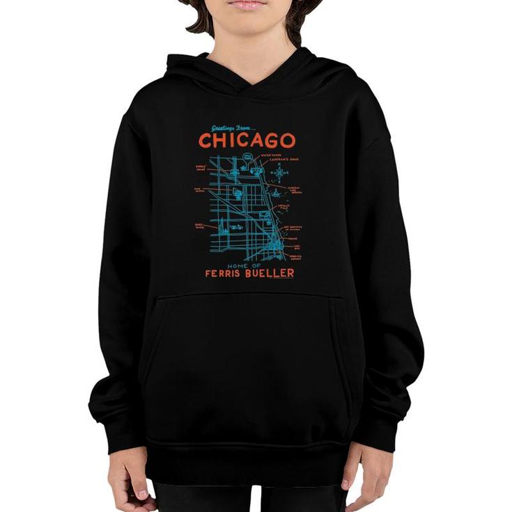 Ferris Bueller's Day Off Chicago Map  Youth Hoodie